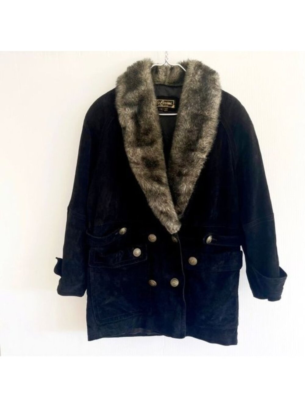 La Covina 100% Genuine Leather and Faux Fur collar winter Coat Small - Picture 12 of 13